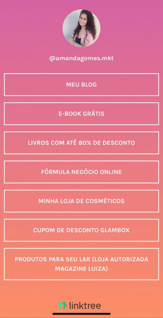 Perfil Amand Gomes Linktree 525x1024 - 6 truques simples para melhorar o engajamento e ter um  Instagram vencedor, mesmo com poucos seguidores!